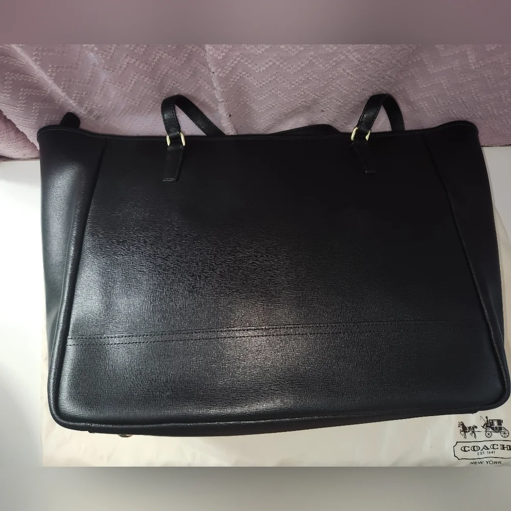 Coach Black Saffiano Leather Tote Bag